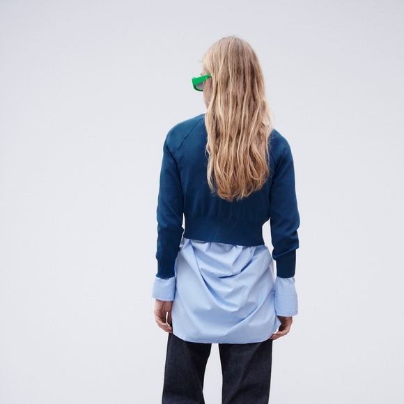 Zara Limited Edition Knit Mock Neck Top with Shoulder Pads - Picture 4 of 8